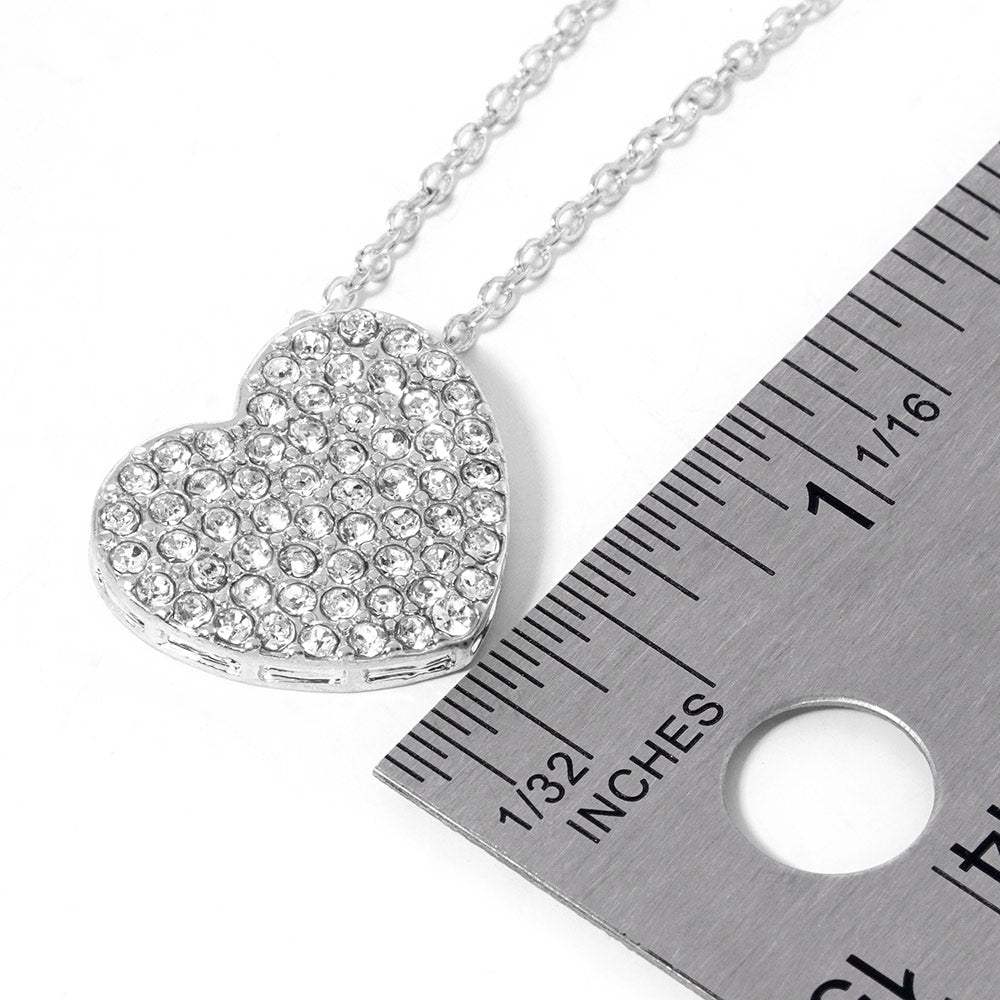 Crystal Paved Heart Pendant Necklace - Madeline Love - Flyclothing LLC