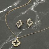 Stainless Steel Stone Pave Open Quatrefoil Pendant Necklace - Madeline Love - Flyclothing LLC
