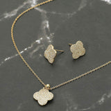 Stainless Steel Stone Pave Quatrefoil Pendant Necklace - Madeline Love - Flyclothing LLC