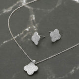 Stainless Steel Stone Pave Quatrefoil Pendant Necklace - Madeline Love - Flyclothing LLC
