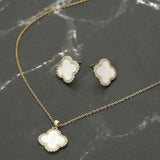 Stainless Steel Stone Rim Quatrefoil Pendant Necklace - Madeline Love - Flyclothing LLC