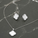 Stainless Steel Stone Rim Quatrefoil Pendant Necklace - Madeline Love - Flyclothing LLC