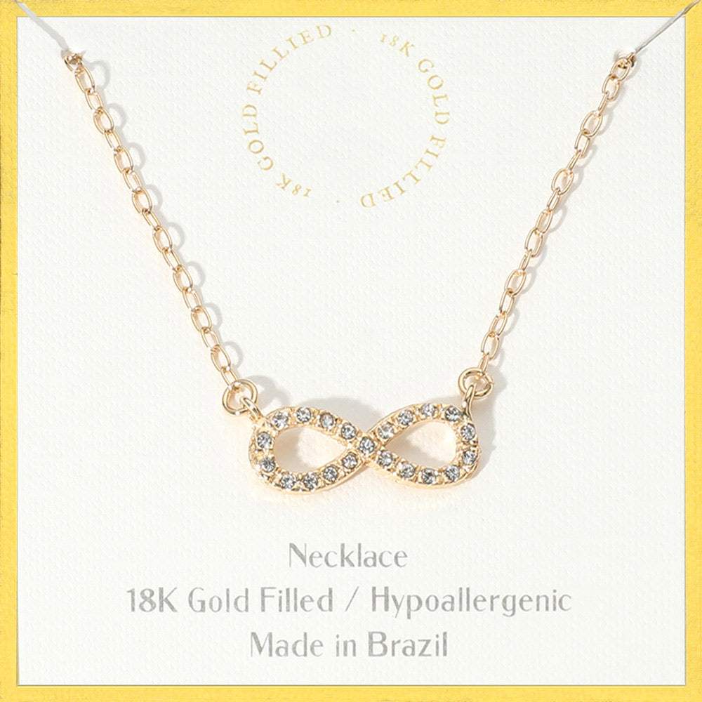 18K Gold Filled Hypoallergenic Stone Paved Infinity Pendant Necklace - Madeline Love - Flyclothing LLC