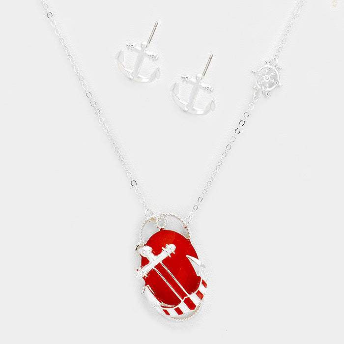 Resin Oval Anchor Pendant Necklace - Madeline Love - Flyclothing LLC