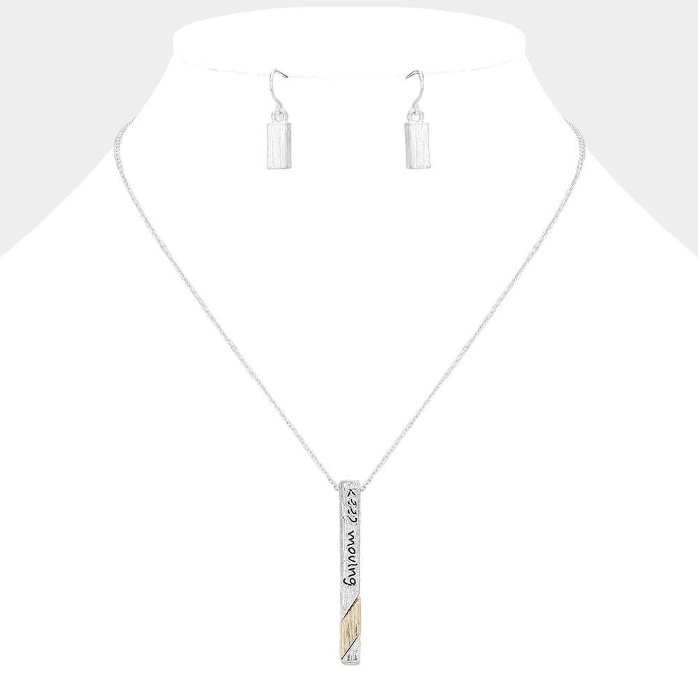 "Keep Moving" Metal Bar Pendant Necklace - Madeline Love - Flyclothing LLC
