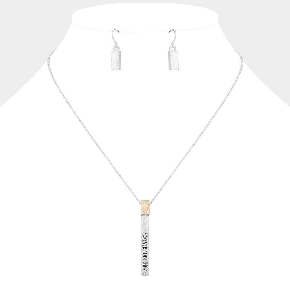 "Forever Together" Metal Bar Pendant Necklace - Madeline Love - Flyclothing LLC