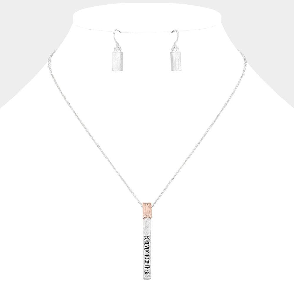"Forever Together" Metal Bar Pendant Necklace - Madeline Love - Flyclothing LLC