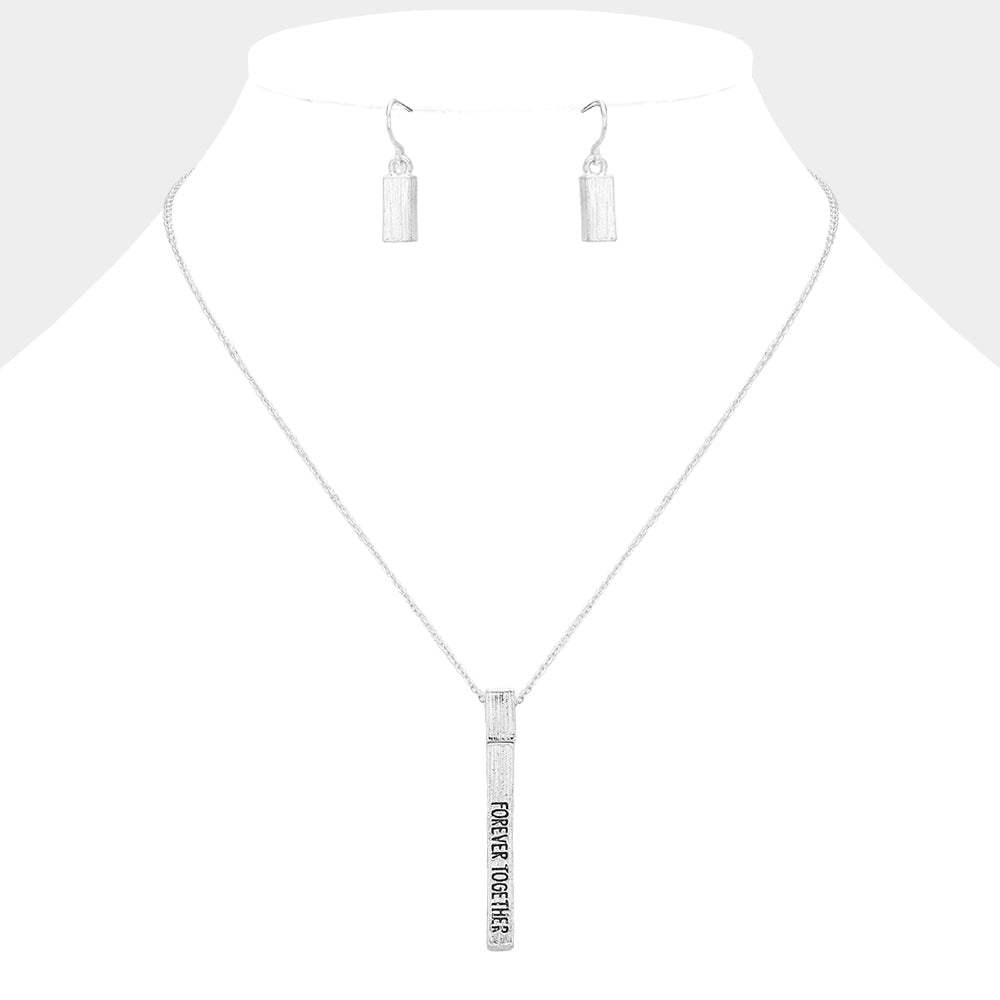 "Forever Together" Metal Bar Pendant Necklace - Madeline Love - Flyclothing LLC
