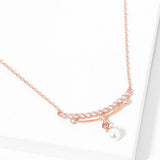 Gold Dipped Cubic Zirconia Pearl Pendant Necklace - Madeline Love - Flyclothing LLC