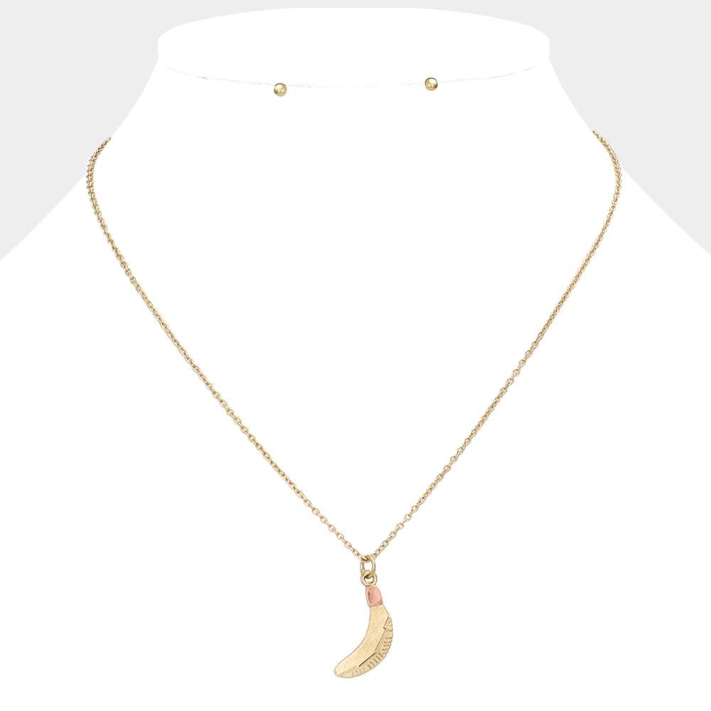 Two Tone Metal Banana Pendant Necklace - Madeline Love - Flyclothing LLC