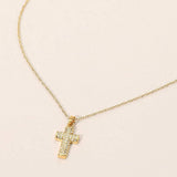 SECRET BOX_Stainless Steel Stone Paved Cross Pendant Necklace - Madeline Love - Flyclothing LLC