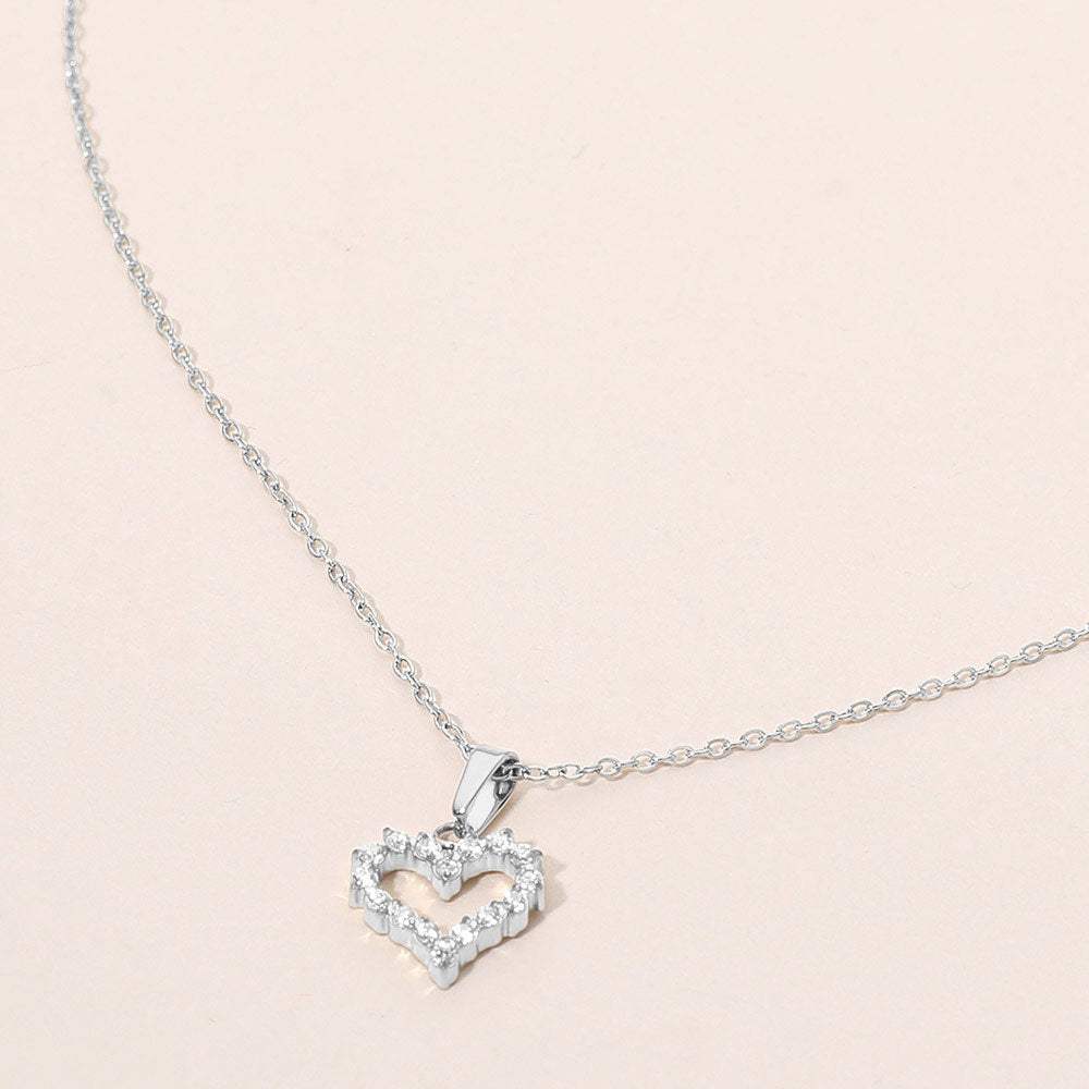SECRET BOX_Stainless Steel Stone Paved Open Heart Pendant Necklace - Madeline Love - Flyclothing LLC