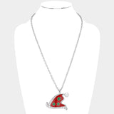 Pearl Pointed Enamel Christmas Santa Claus Hat Pendant Necklace - Madeline Love - Flyclothing LLC