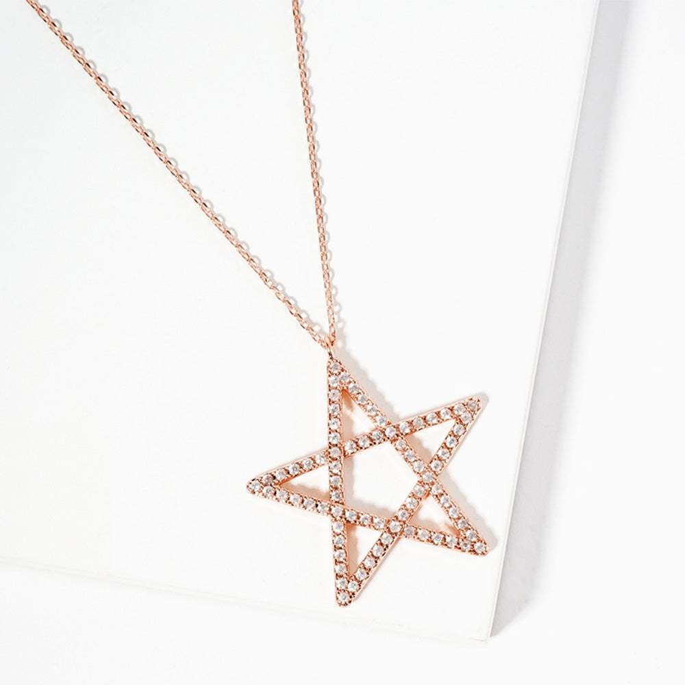 Gold Dipped CZ Pave Star Pendant Necklace - Madeline Love - Flyclothing LLC