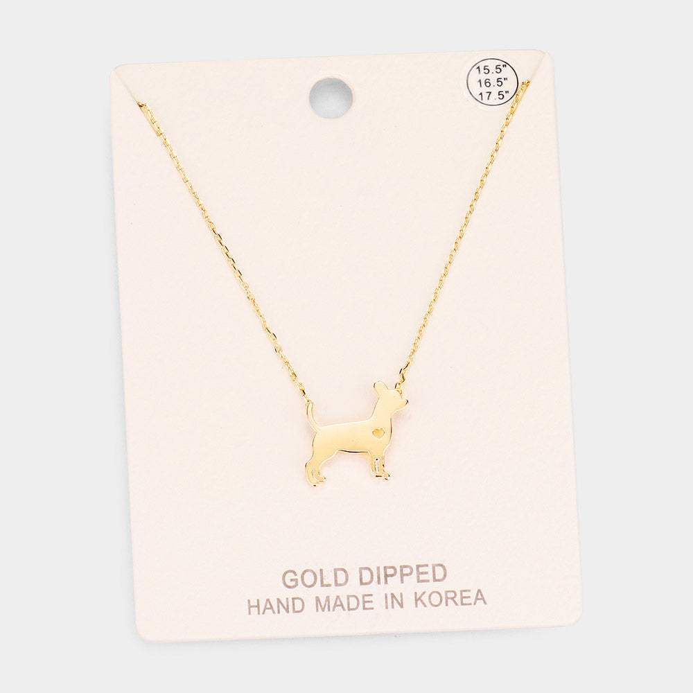 Gold Dipped French Boston Terrier Dog Heart Pendant Necklace - Madeline Love - Flyclothing LLC