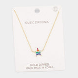 Gold Dipped Cubic Zirconia Star Pendant Necklace - Madeline Love - Flyclothing LLC
