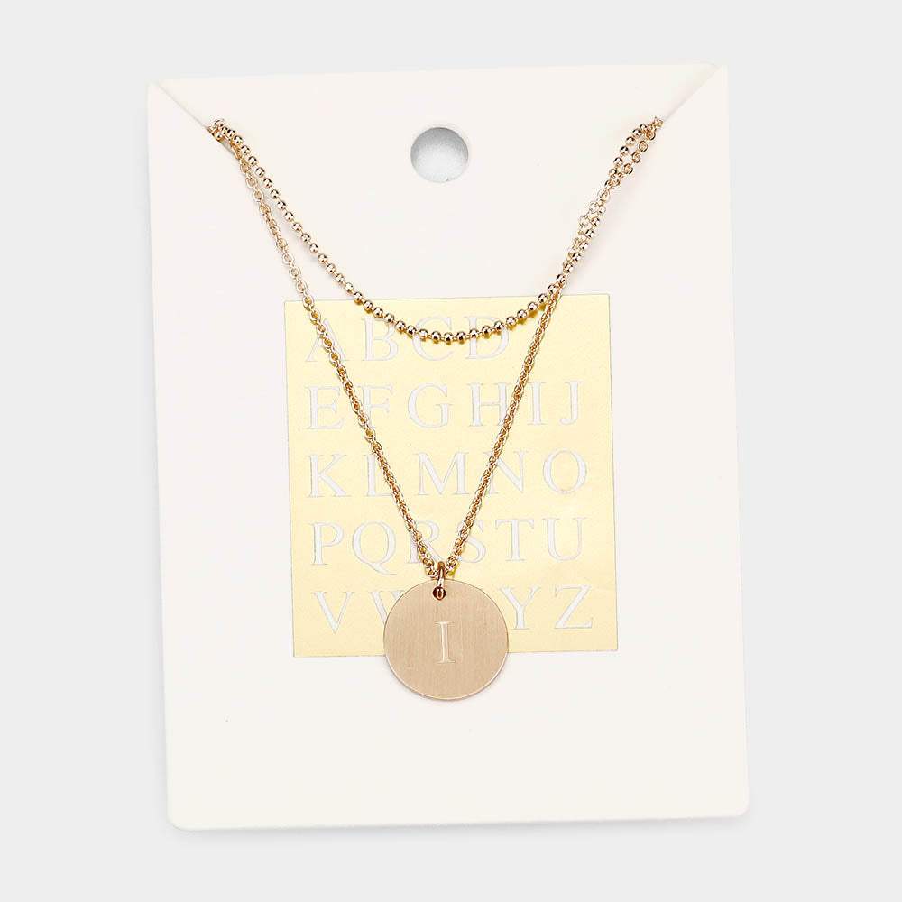 -I- Initial Monogram Round Metal Pendant Necklace - Madeline Love - Flyclothing LLC