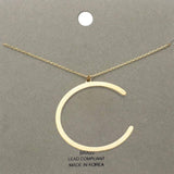 -c- Brass Initial Monogram Metal Pendant Necklace - Madeline Love - Flyclothing LLC
