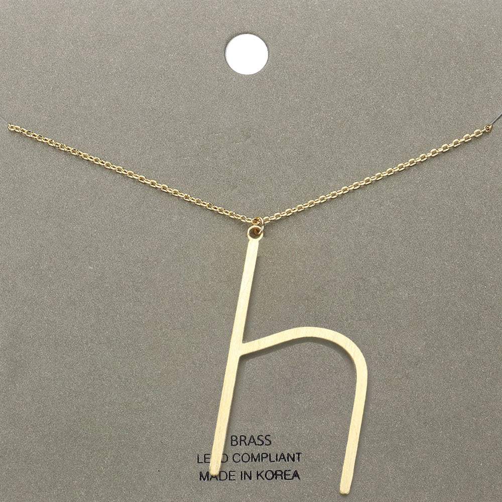 -h- Brass Initial Monogram Metal Pendant Necklace - Madeline Love - Flyclothing LLC