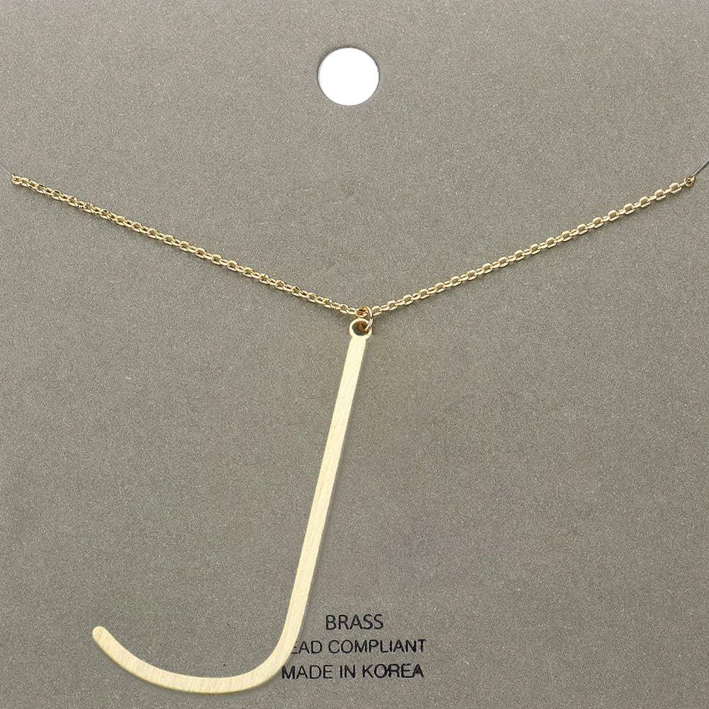 -j- Brass Initial Monogram Metal Pendant Necklace - Madeline Love - Flyclothing LLC