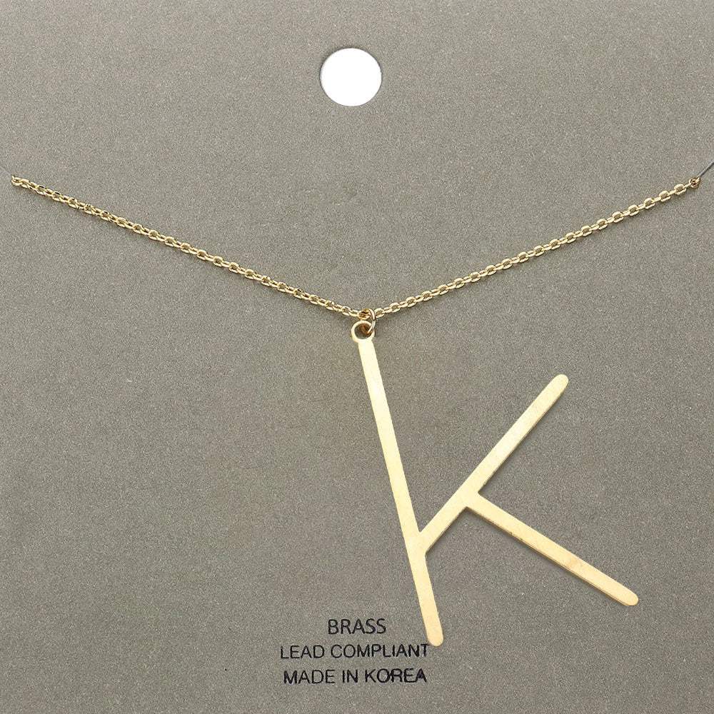-k- Brass Initial Monogram Metal Pendant Necklace - Madeline Love - Flyclothing LLC