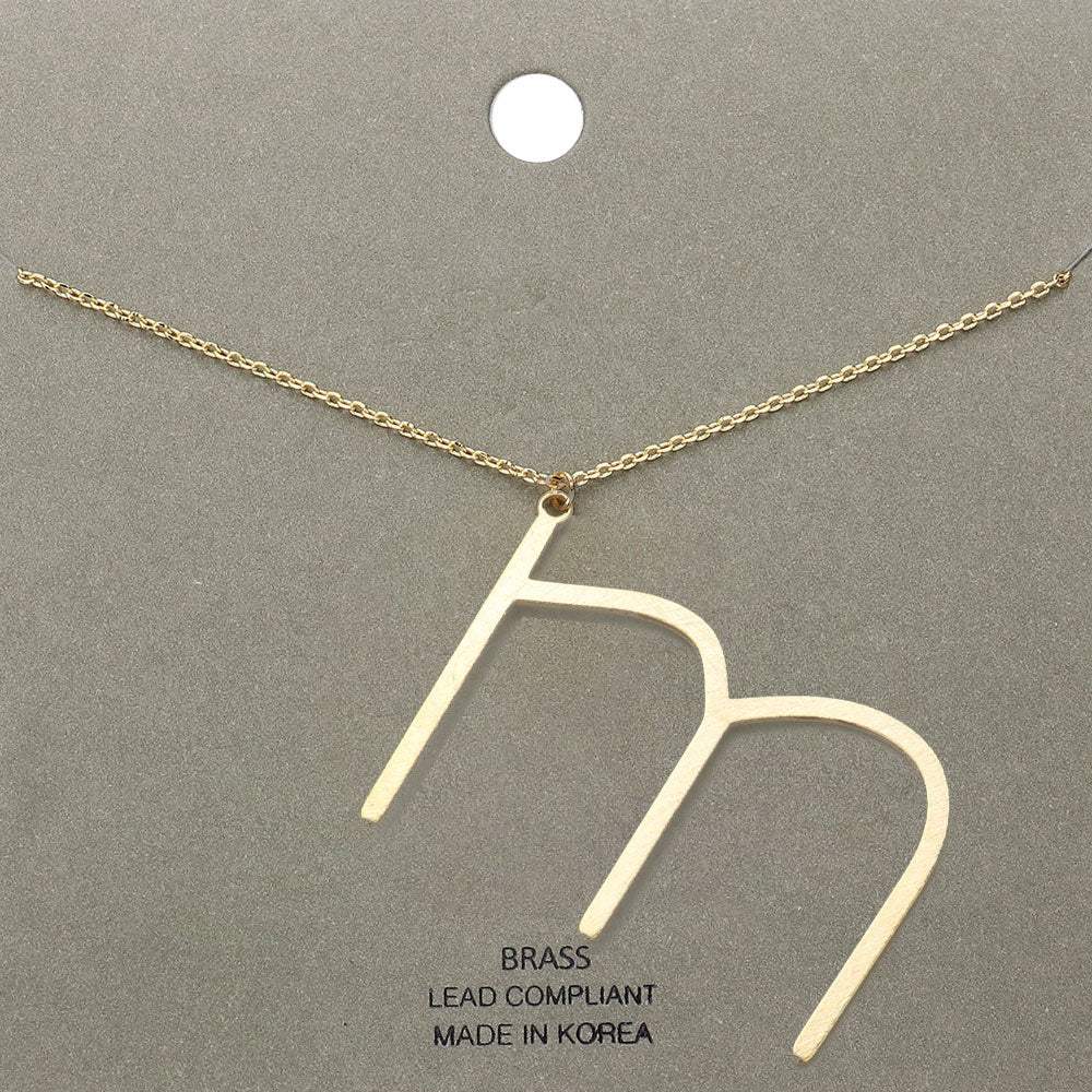 -m- Brass Initial Monogram Metal Pendant Necklace - Madeline Love - Flyclothing LLC