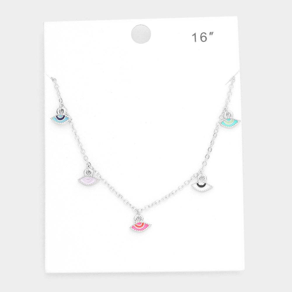 Enamel Evil Eye Pendant Station Necklace - Madeline Love - Flyclothing LLC