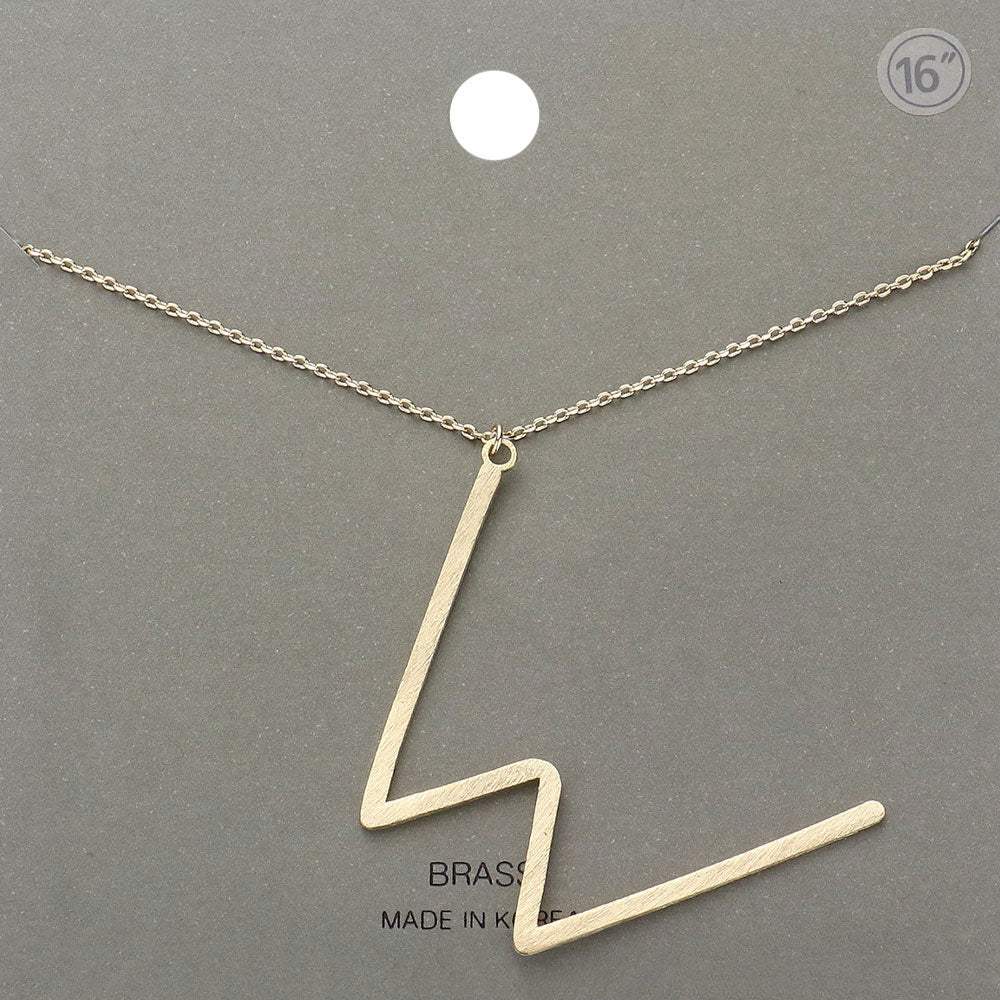 -w- Brass Initial Monogram Metal Pendant Necklace - Madeline Love - Flyclothing LLC