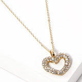 Stone Paved Open Heart Pendant Necklace - Madeline Love - Flyclothing LLC