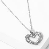 Stone Paved Open Heart Pendant Necklace - Madeline Love - Flyclothing LLC