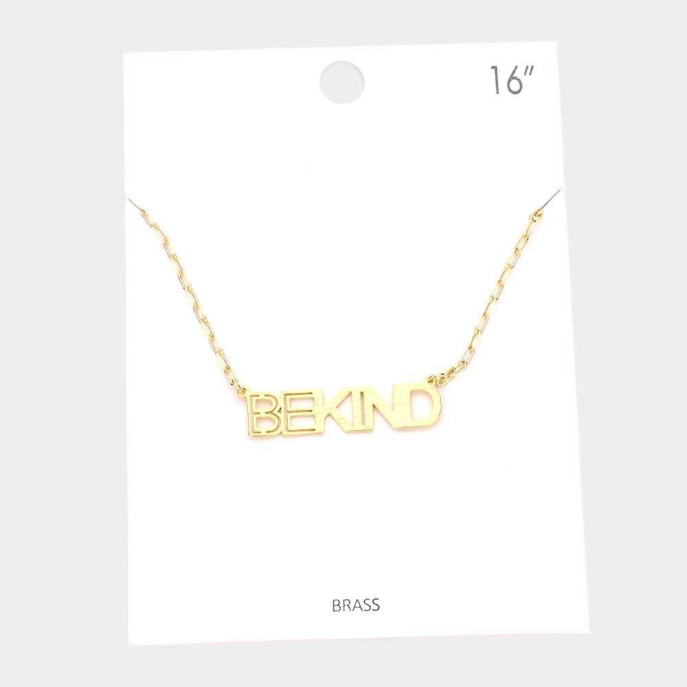 BE KIND Brass Metal Message Pendant Necklace - Madeline Love - Flyclothing LLC