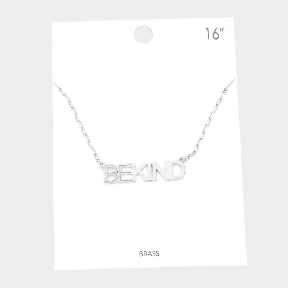 BE KIND Brass Metal Message Pendant Necklace - Madeline Love - Flyclothing LLC