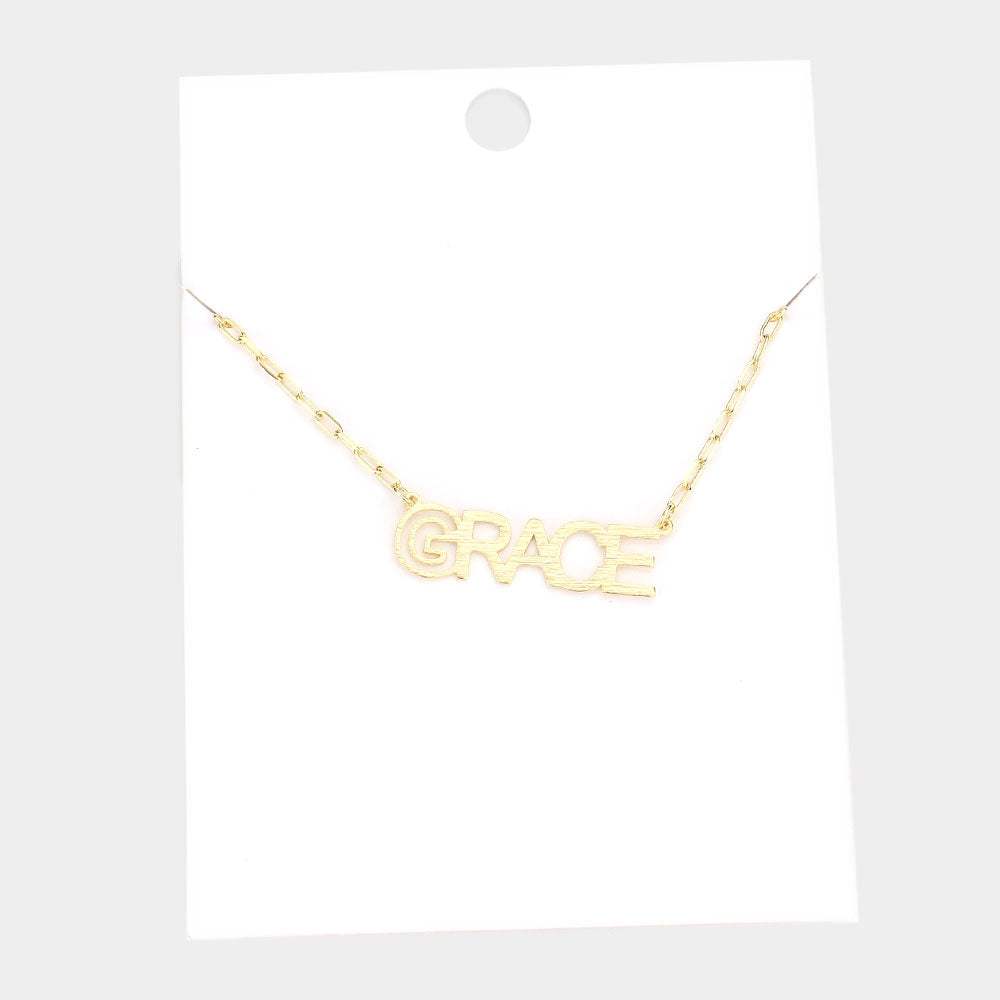 GRACE Brass Metal Message Pendant Necklace - Madeline Love - Flyclothing LLC