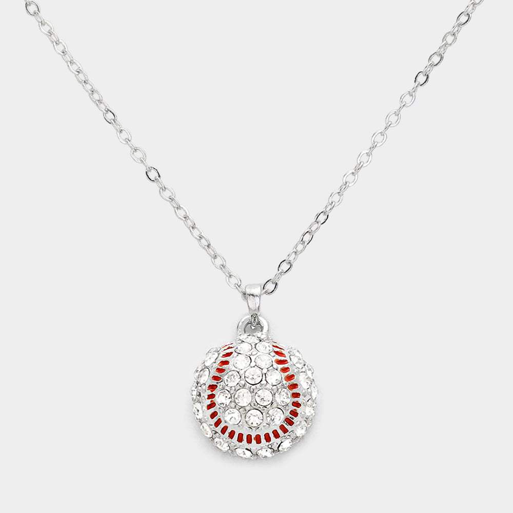 Crystal Baseball Pendant Necklace - Madeline Love - Flyclothing LLC