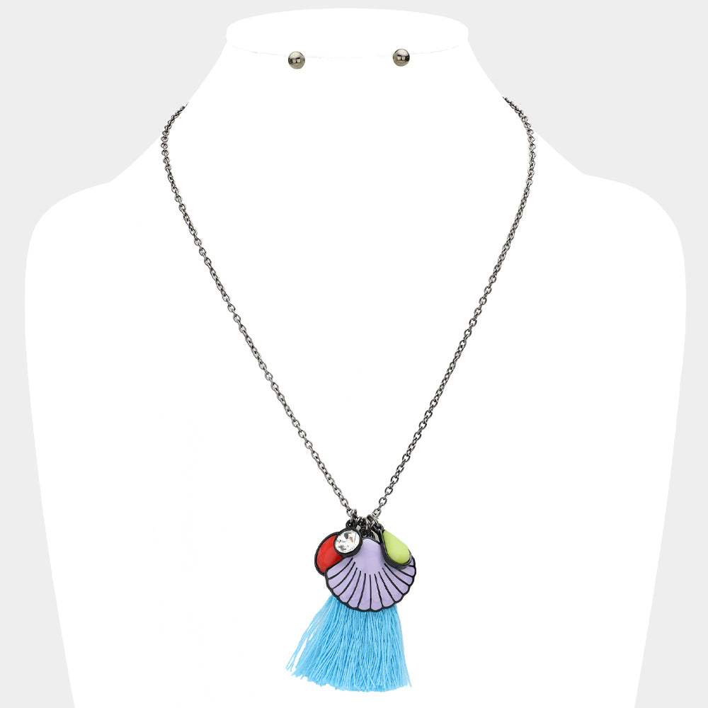 Shell Tassel Pendant Necklace - Madeline Love - Flyclothing LLC