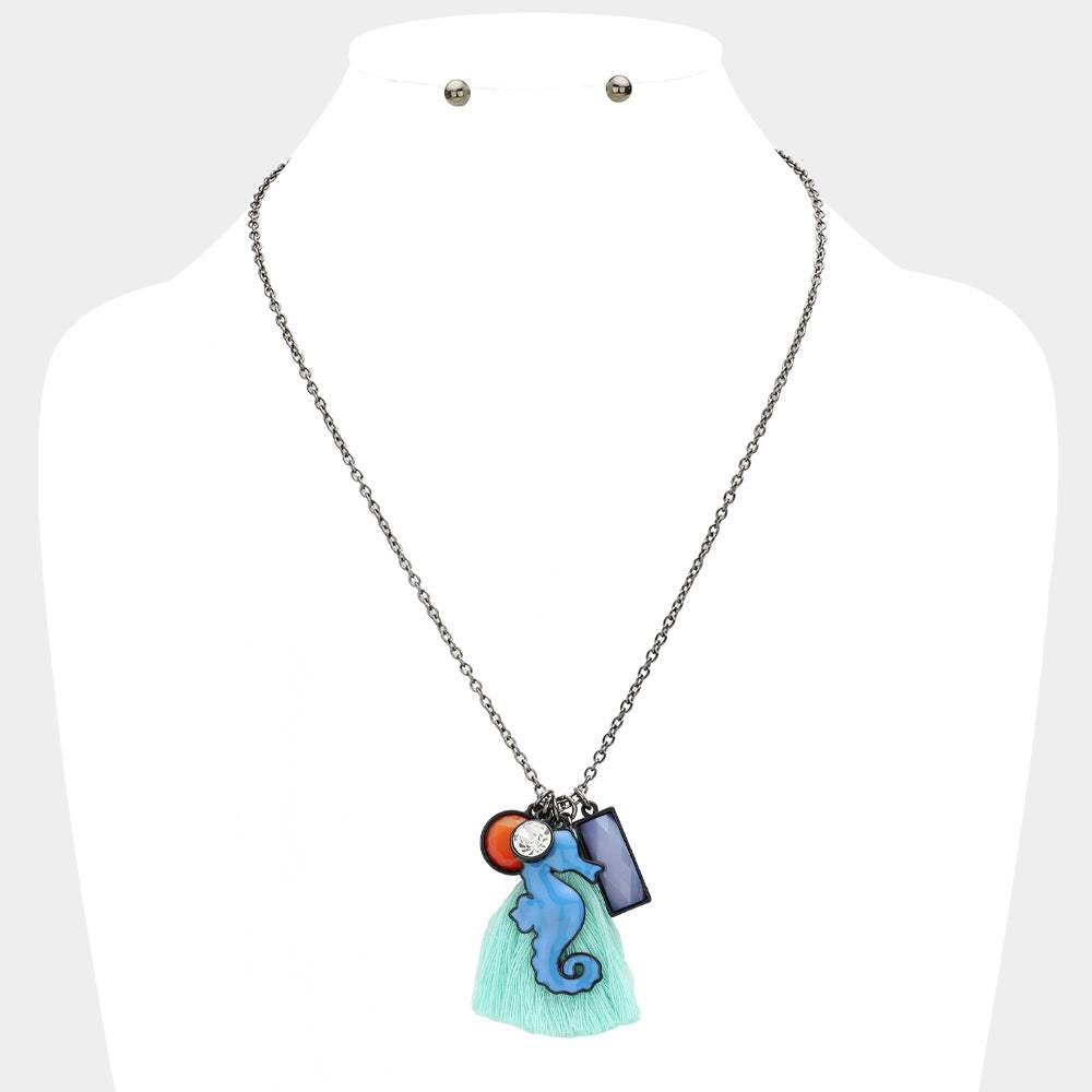 Seahorse Tassel Pendant Necklace - Madeline Love - Flyclothing LLC