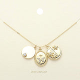 Stone Paved Butterfly Flower Pointed Disc Charm Pendant Necklace - Madeline Love - Flyclothing LLC
