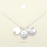 Stone Paved Butterfly Flower Pointed Disc Charm Pendant Necklace - Madeline Love - Flyclothing LLC