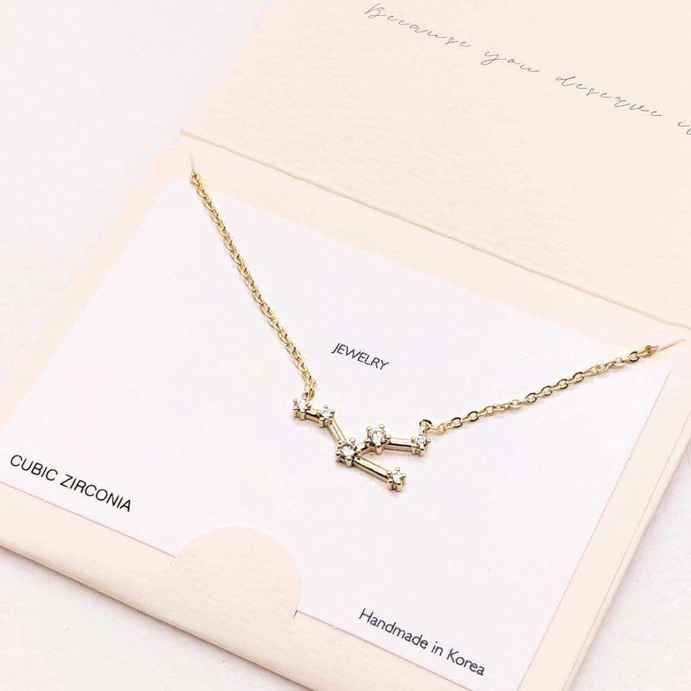 Taurus CZ Embellished Zodiac Sign Pendant Necklace - Madeline Love - Flyclothing LLC