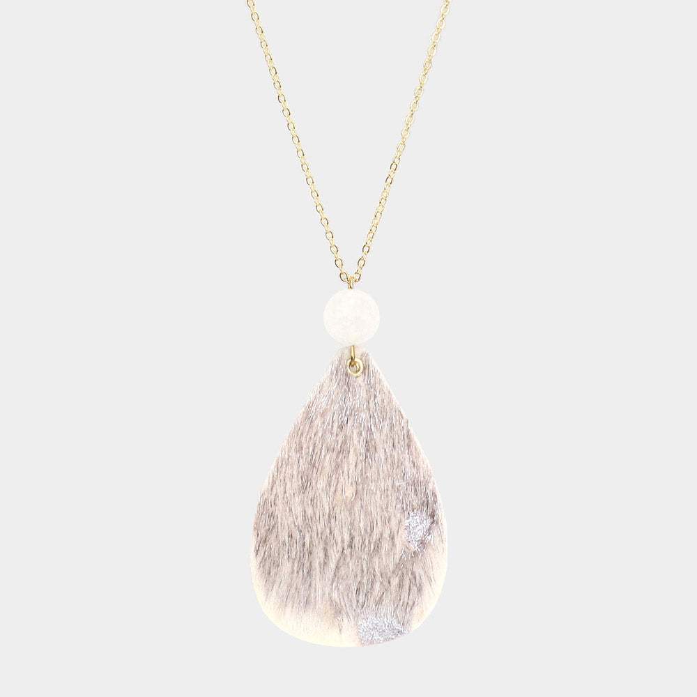 Glittered Teardrop Pendant Long Necklace - Madeline Love - Flyclothing LLC