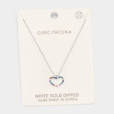 White Gold Dipped CZ Heart Pendant Necklace - Madeline Love - Flyclothing LLC