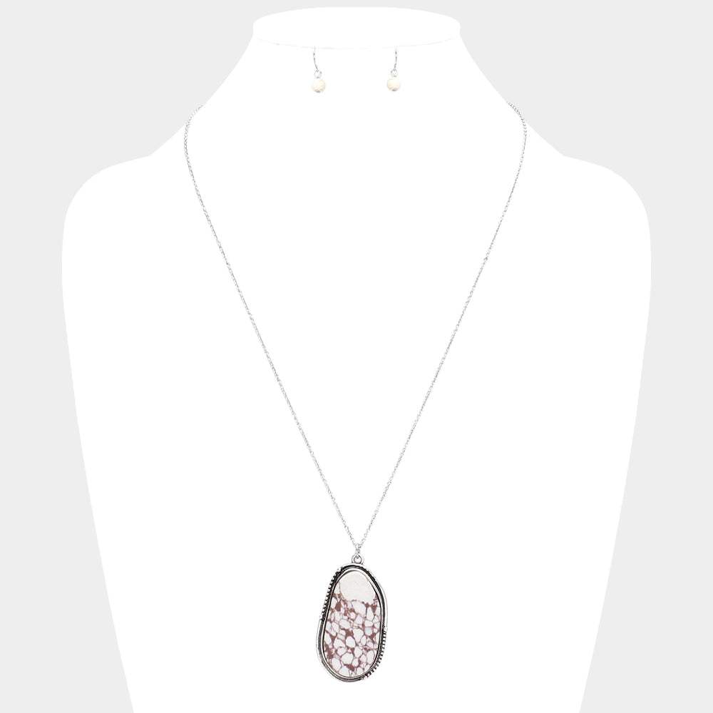 Abstract Natural Stone Pendant Necklace - Madeline Love - Flyclothing LLC