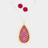 Filigree Rhinestone Pave Teardrop Pendant Necklace - Madeline Love - Flyclothing LLC