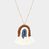 Thread Wrapped Pointed Tassel Pendant Long Necklace - Madeline Love - Flyclothing LLC