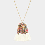 Thread Wrapped Pointed Tassel Pendant Long Necklace - Madeline Love - Flyclothing LLC