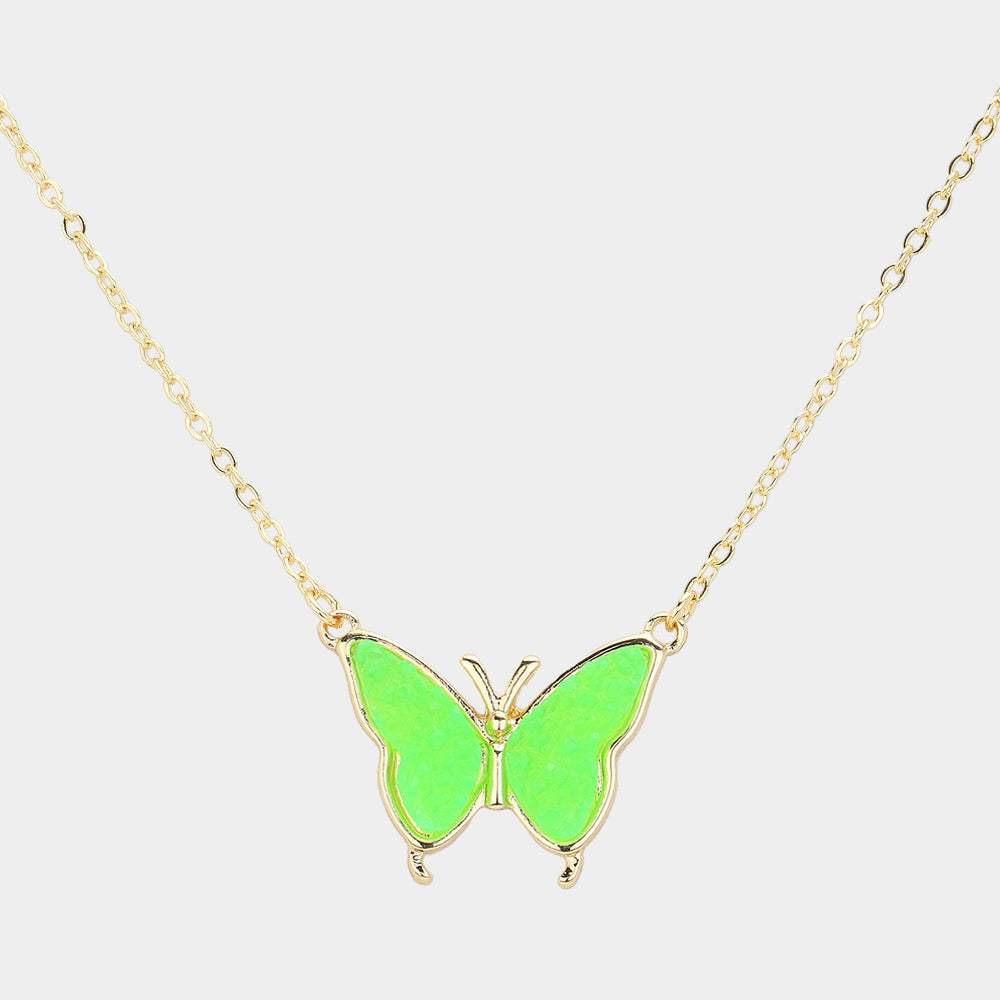 Butterfly Druzy Pendant Necklace - Madeline Love - Flyclothing LLC