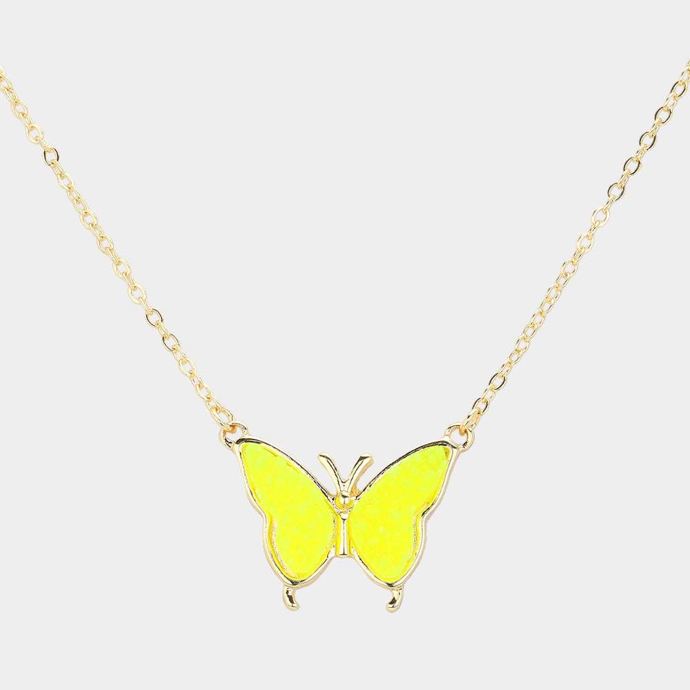 Butterfly Druzy Pendant Necklace - Madeline Love - Flyclothing LLC