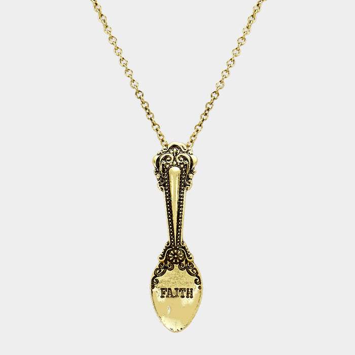 FAITH _ Classic Pattern Spoon Pendant Necklace - Madeline Love - Flyclothing LLC