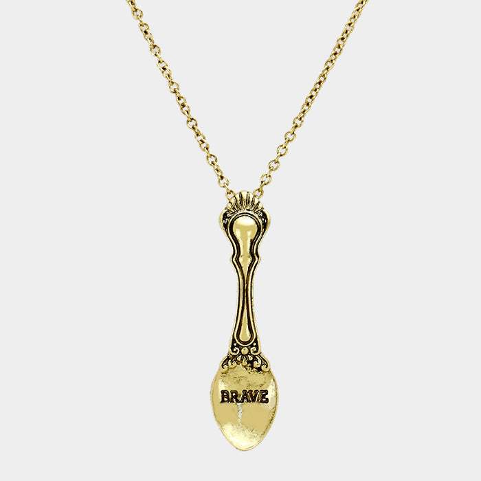BRAVE _ Classic Pattern Spoon Pendant Necklace - Madeline Love - Flyclothing LLC