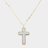 Druzy Cross Pendant Necklace - Madeline Love - Flyclothing LLC